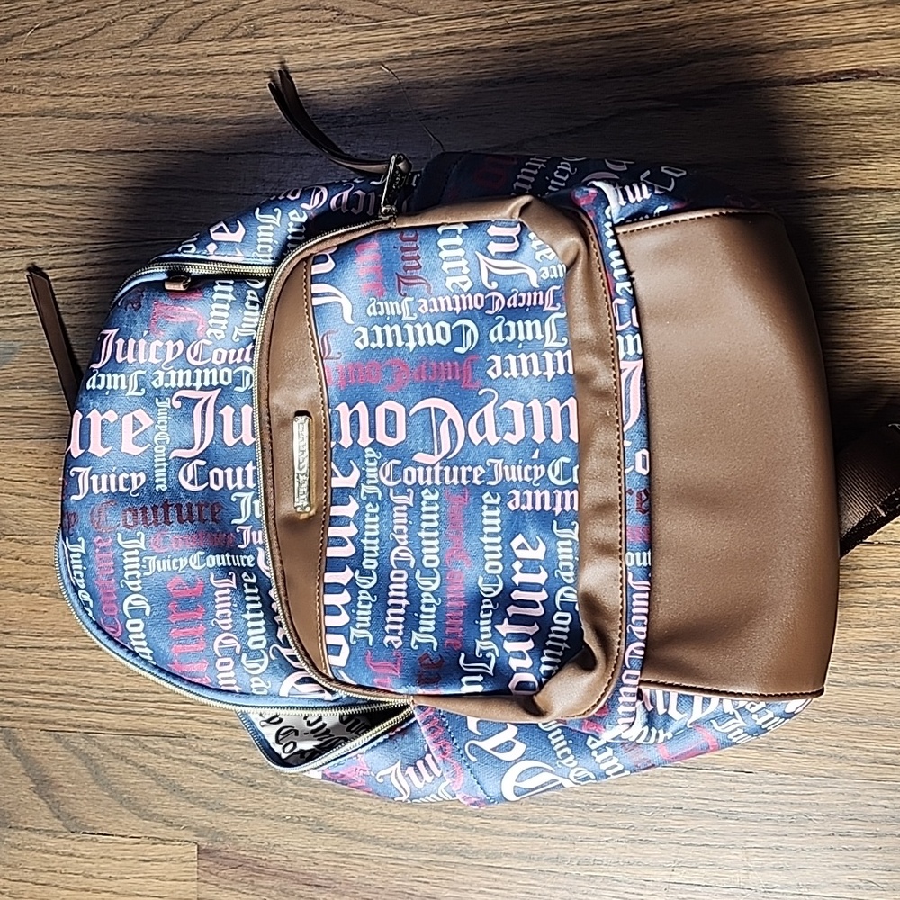Juicy Couture Blue and Brown Logo Backpack